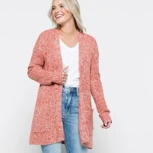 NWT Steve Madden Odetta Open Pocket Cardigan In Salmon Size Small